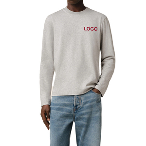 Cotton Long Sleeve T Shirt Men <b>Heart</b> Embroidery Minimal Streetwear Premium Jersey OEM Custom <b>Top</b> - Product Image 1