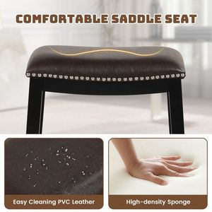 Set of 2 26-Inch Counter Height <b>Bar</b> <b>Stools</b> with Comfortable Upholstered Seat - Product Image 5