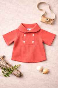 Ensemble chemise et short en coton et lin pour garçons |   Tenue d'été respirante pour enfants, verte et blanche avec poche, fabriquée en Inde - Product Image 2