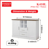 Mueble de Cocina Moderno Estilo Americano, Ecológico, de Perfil Bajo, Modelo K410L, en Roble Blanco, Nogal, Aglomerado, MDF, Melamina y PU