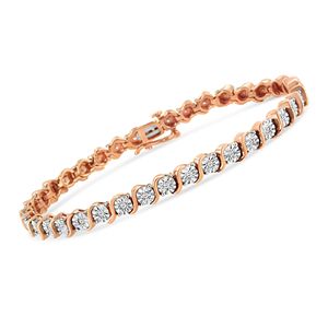 Bracciale Tennis con Diamanti 1/4 Cttw a Maglia S, in Argento Sterling .925, Colore I-J, Purezza I2-I3, 7 Pollici, Bracciale Charm alla Moda - Product Image 2