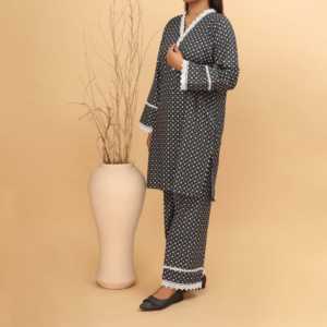 2PC Ensemble de coordination en flanelle solide pour femmes PW4240 - Product Image 2