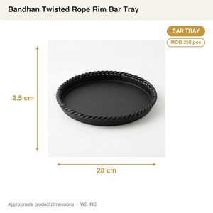 Bandeja de Hierro Hecha a Mano de 28 cm con Borde de Cuerda Trenzada, Diseño Bandhan Negro Mate para Decoración del Hogar, Hoteles, Bodas, Decoración de Mesa - Product Image 3