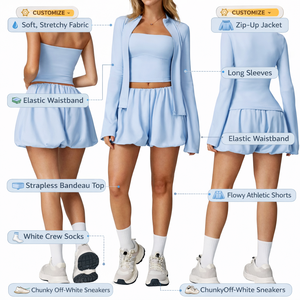 Conjunto Deportivo de 3 Piezas para Mujer, de Secado Rápido, Transpirable, Fresco, para Yoga y Running, Cintura Elástica, Protección Solar, Ropa Deportiva - Product Image 5