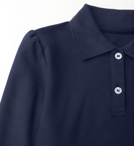 <b>Back</b>-to-School Season Girls' Long Sleeve Polo Shirt Uniform Solid Color 100% Cotton Formal Casual Versatile Daily - Product Image 5
