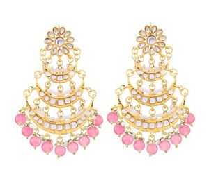 Pendientes de gota Kundan Jadau, imitación de perlas, aleación, cristal, diamantes de imitación, color blanco, modernos, para boda, compromiso, aniversario, mujer - Product Image 3
