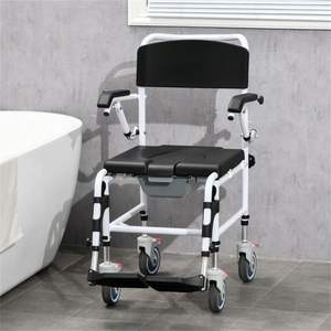 <b>Manual</b> Commode Bathroom <b>Wheelchair</b> with 4 Castor Wheels Rolling Shower <b>Wheelchair</b> - Product Image 5