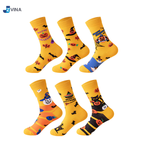 Custom Logo Halloween Crew <b>Socks</b> Men's Knitted Cotton <b>Polyester</b> Spandex Breathable Patterned <b>Socks</b> Autumn Daily Wear - Product Image 2