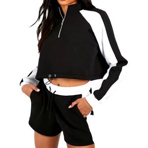 MOJO Women Crop Top Shorts Set Spandex/Polyester Breathable Fashion Casual Summer Matching Two Piece Outfit High Elastic Waist - Product Image 1