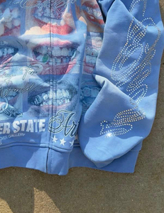 Sweat à capuche vierge en polyester pour sublimation, imprimable avec logo, effet délavé, streetwear personnalisé, imprimé faux décoloration, effet délavé à l'acide - Product Image 6