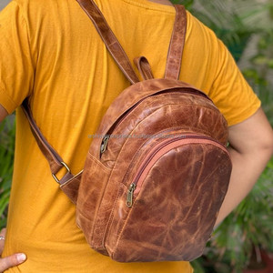 Dark Brown Full Grain Leather Vintage Men's Retro Real Genuine Cowhide Daypack Cow Leather Travel <b>Backpack</b> for Men Women - Product Image 3