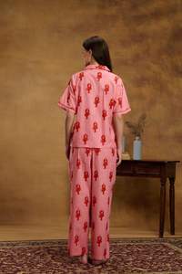 Ensemble de pyjama pour femmes en coton 100% imprimé homard rose, doux, respirant, vêtements de nuit pour l'été et le printemps, vêtements de détente, ODM - Product Image 3
