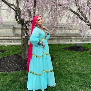 Premium Lightweight Long Sleeve Chiffon Afgani Kuchi Dress Girls Ethnic Vintage Handmade Embroidery Flowing Modest <b>Design</b> All - Product Image 3