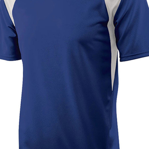 Camiseta de Béisbol de Manga Corta Azul Rey para Hombre, Cuello Redondo, Absorbe la Humedad, Transpirable, Ajuste Atlético, Color Sólido con Bloques de Color en la Parte Delantera - Product Image 5
