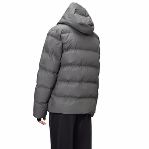 Blouson matelassé à capuche pour homme, hiver, décontracté, épais, rembourrage en polyester, coupe-vent, fermeture éclair, couleur unie, coupe ample, longueur standard - Product Image 3