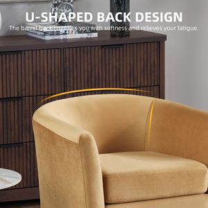 Poltrona Moderna a Botte con Poggiapiedi in Velluto Giallo per Soggiorno e Camera da Letto - Product Image 2