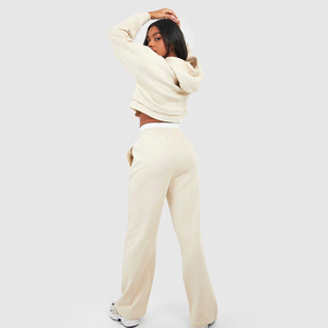 Survêtement femme à séchage rapide 100% coton, couleur unie, respirant, avec logo personnalisé - Product Image 3