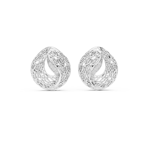 Luxury Vintage Silver Leaf Diamond <b>Stud</b> <b>Earrings</b> IGI Certified Minimalist Womens Fine Jewelry for Wedding & Anniversary - Product Image 1
