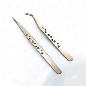 Professional Stainless Steel Eyelash Tweezers Satin Finish 9 Hole Design Pointed Tip Extension OEM <b>Tool</b> - Product Image 6