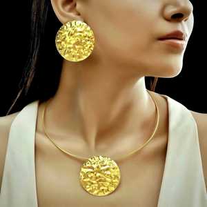 PRAO <b>Gold</b>-Plated Necklace <b>Set</b> with Earrings Anti-Tarnish Fashion Jewelry - Product Image 5