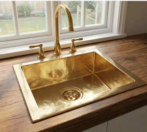 Lavabo de Latón Pulido Creativo para la Colección de Accesorios de Baño Premium, que Mejora el Atractivo Visual con un Brillo Metálico - Product Image 6