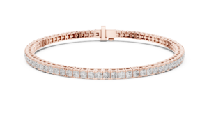 Rose Gold Tone Tennis Bracelet <b>Square</b> Cut Cubic Zirconia Link Bangle Unisex Party Jewelry Gift - Product Image 3