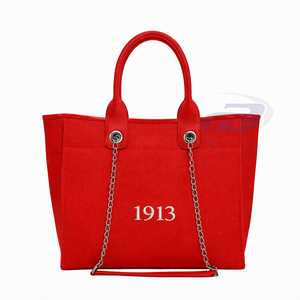 Delta | Sigma | Theta Sorority Durable Open Red <b>Canvas</b> Tote <b>Bag</b> Chain Strap <b>Large</b> Capacity Lightweight High Quality Fashion <b>Bag</b> - Product Image 1