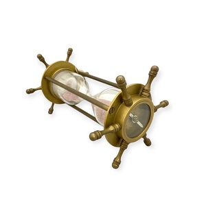 Sablier décoratif en laiton avec boussole de navigation, style nautique, pour la maison, le bureau et comme cadeau - Product Image 3
