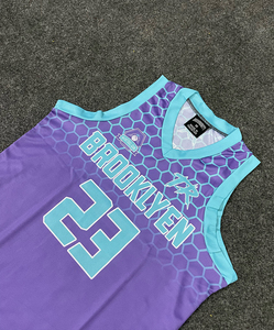Ensemble d'uniformes de basketball personnalisés professionnels, légers, avec maillot et short imprimés par transfert thermique, motif cyan 23, unisexe adulte - Product Image 5