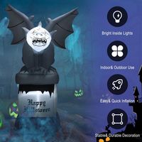 Pierre tombale gonflable d'Halloween de 2,5 m avec lumières LED Gargoyle, décoration extérieure pour les fêtes