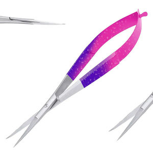 Ciseaux à cuticules professionnels de qualité supérieure, robustes, à ressort, lames courbées en acier inoxydable, manche en acier - Product Image 6