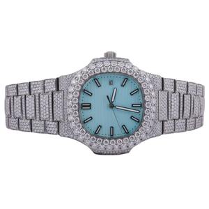 Reloj de Lujo con Esfera de Acero Inoxidable, Movimiento de Cuarzo, Totalmente Cubierto de Diamantes Moissanite, Estilo Hip Hop, Seiko para Hombre y Mujer, Importado de India - Product Image 1
