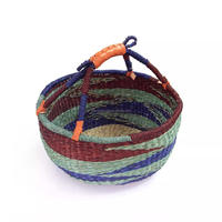 Panier Bolga en herbe de mer naturelle durable, fait à la main, pliable, multifonctionnel, avec couvercle et poignées, taille personnalisée