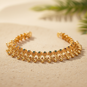 Gold Bell Charm Anklet-Waterproof Stainless Steel & Copper Beach Jewelry - Product Image 3