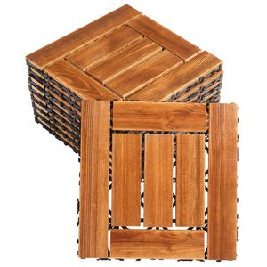 Set di 9 Piastrelle in Legno a Incastro 30x30 cm, Impermeabili e Ignifughe, per Pavimentazione Interna ed Esterna, Patio - Product Image 2