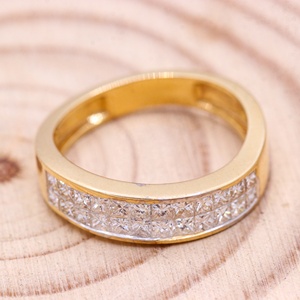Alta calidad diamante piedra preciosa 18K oro amarillo sólido hecho a mano mujeres Anillos De Compromiso joyería para mayorista - Product Image 1