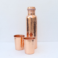 Bouteille d'eau martelée 100 % cuivre pur, magnifique vaisselle artisanale en plastique avec bienfaits ayurvédiques pour la santé