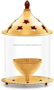 Lámpara de aceite de latón con forma de estrella de manzana, estilo Akhand, esencial para la Puja hindú tradicional india. - Product Image 3
