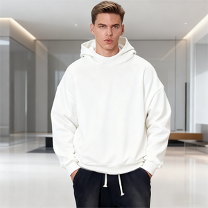 Hoodie unisexe surdimensionné de haute qualité, coupe courte, impression et broderie personnalisées pour hommes - Product Image 3