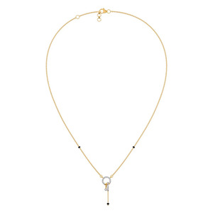 Collier Mangalsutra à trois anneaux entrelacés avec diamants - Product Image 2