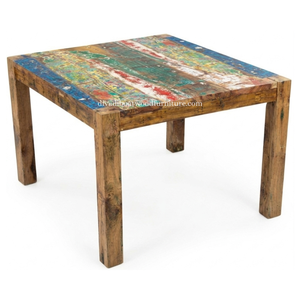 DIVADI <b>Dining</b> <b>Table</b> Melanie Style KD Leg Square Model Reclaimed Boat Wood Sustainable Design EcoFriendly <b>Foldable</b> Indoor Outdoor - Product Image 4