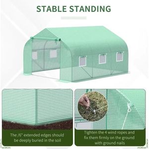 Invernadero Portátil Tipo Túnel para Exteriores de 11.5 x 10 x 7 Pies, Verde Oscuro con Ventanas para Jardines - Product Image 6