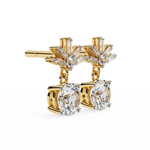 Aries Jewel Classic Design Mix Cut Lab Grown Diamond 14K Gold IGI Certified <b>Earring</b> <b>Tops</b> for Gift Party & Anniversary - Product Image 2