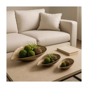 Ensemble de bols en aluminium faits à la main, style rustique moderne, vase décoratif de table, 3 tailles, finition dorée, écologique, haute qualité - Product Image 4