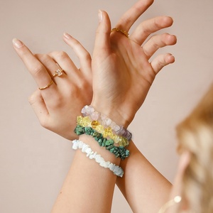 Pulseiras esticadas Atacado Natural Crystal Chip Pulseiras Para As Mulheres Ágata Chakra Ametista Pulseiras - Product Image 6
