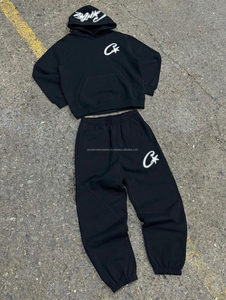 Sweat à capuche en polaire d'hiver avec logo personnalisé, ensemble de survêtement streetwear surdimensionné pour hommes, vente en gros, mélange polyester/coton lourd - Product Image 3