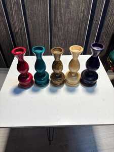 Portavelas de Madera de Mango Hecho a Mano, Regalo Decorativo Navideño, Candelabro de Madera Colorido, Decoración Festiva para el Hogar - Product Image 2