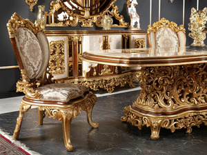 Royal Luxury Solid Mahogany Wood Dining Room Set Gold Carved 6 Chairs Palace <b>Table</b> Storage Sideboard <b>Buffet</b> Mansion Furniture - Product Image 6