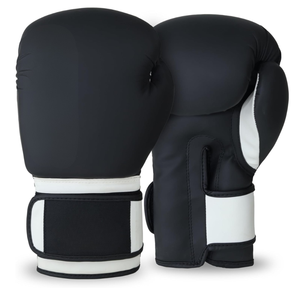 Gants d'entraînement de boxe en PU noir avec sangle de poignet en velcro pour adultes - Product Image 5