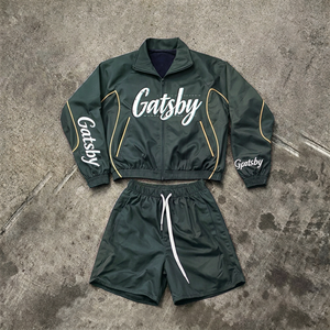 Custom Printed Unisex Hooded Windproof Lightweight Tracksuit <b>Set</b> Gradient Color Full Sleeve Zipper Side Pockets Streetwear - Product Image 4